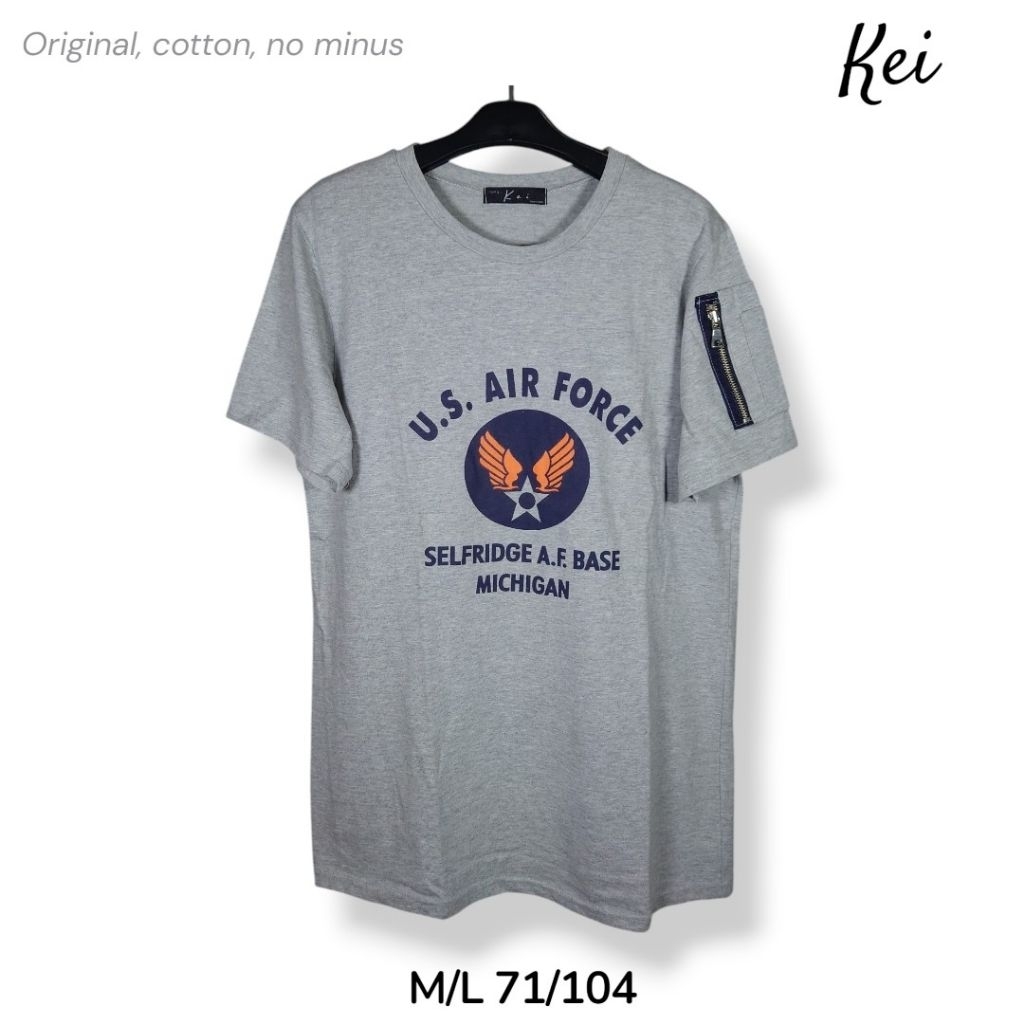 KATUN Kei US Air Force Michigan เสื้อยืดผ้าฝ้ายทหารแขนกระเป๋าขนาด M ถึง L