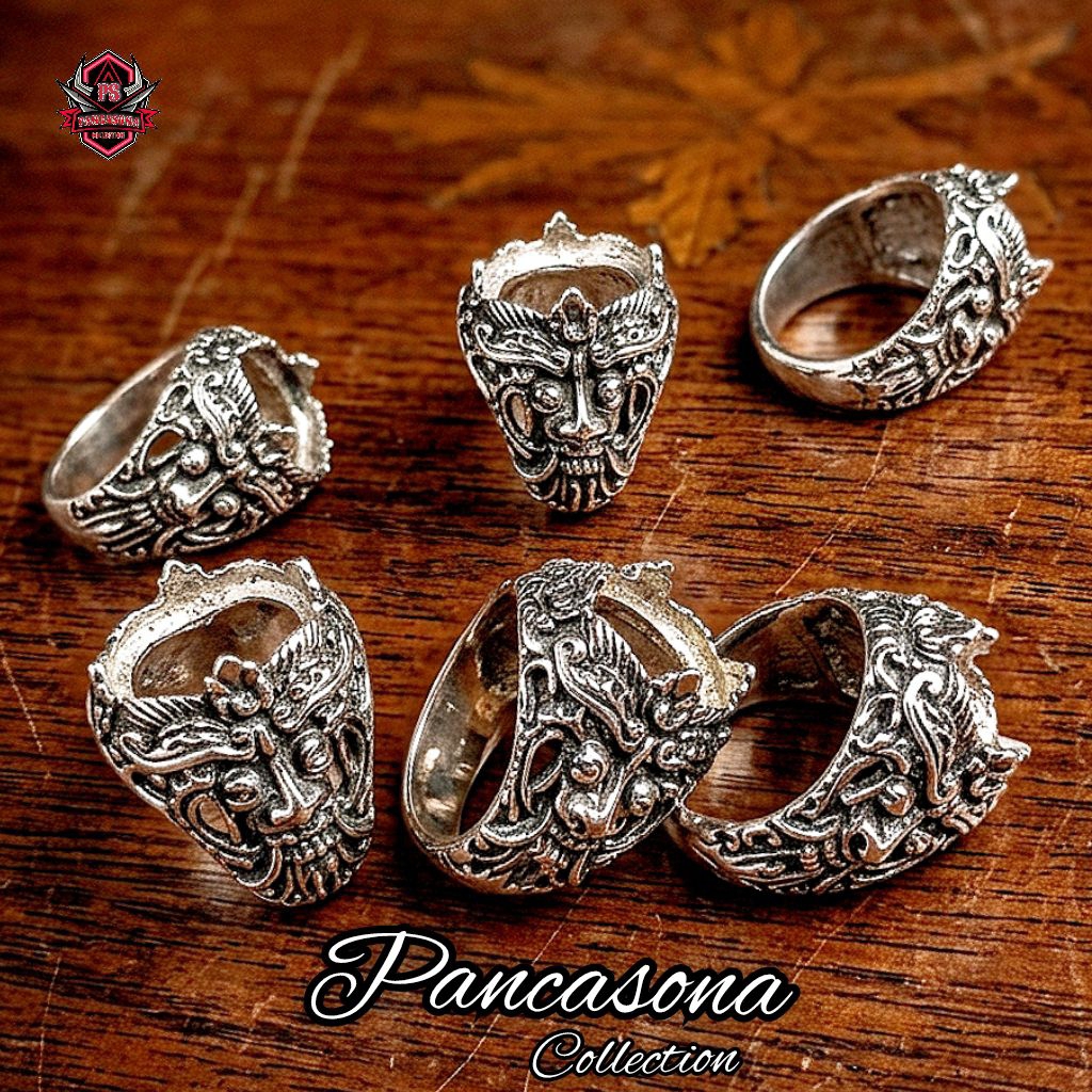SUPER ALPACA AGATE STONE RING WITH BALI BARONG MOTIF
