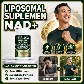 GUSUSA Supplement Anti-aging NAD+ Suplemen Nicotinamide Riboside Mendukung Kulit Bercahaya & Anti Penuaan Sehat Tingkatkan Energi Sel & Kesehatan Kulit