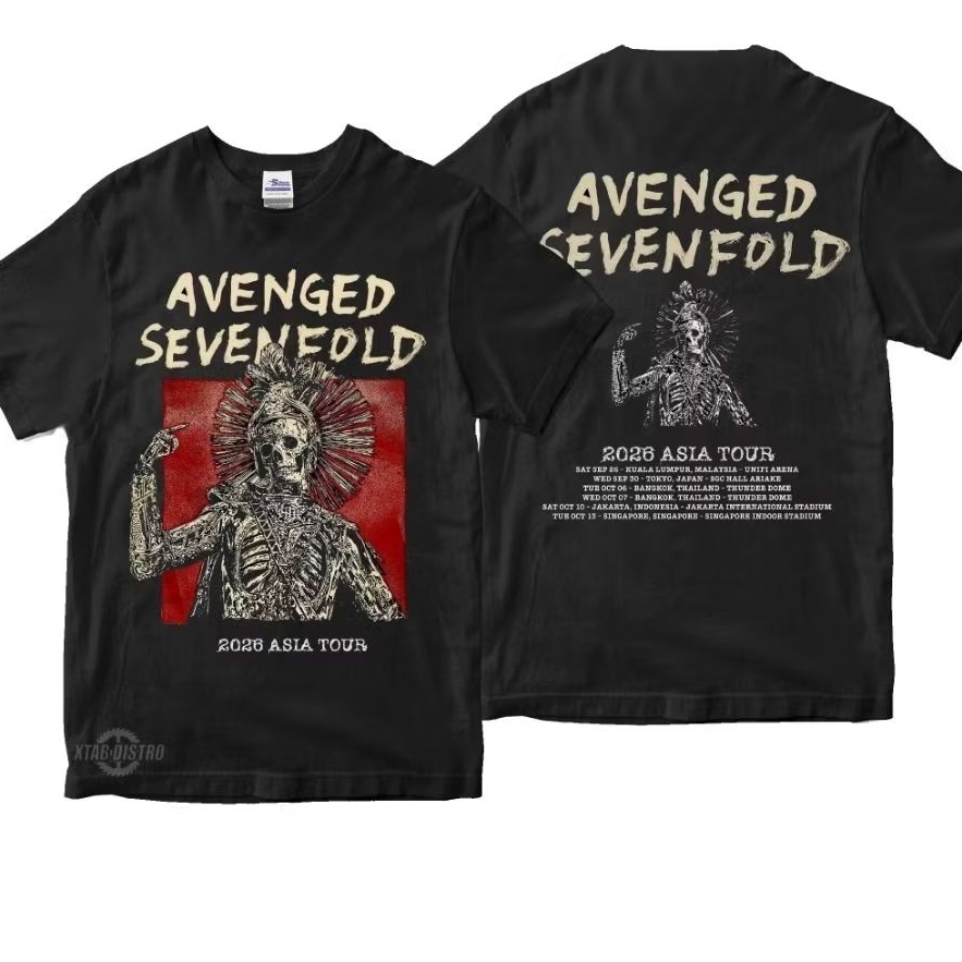 เสื้อยืด AVENGED SEVENTFOLD - ASIA TOUR VOL2 เสื้อยืดวง A7x rock pop โลหะในตัว plastisol xtab distro