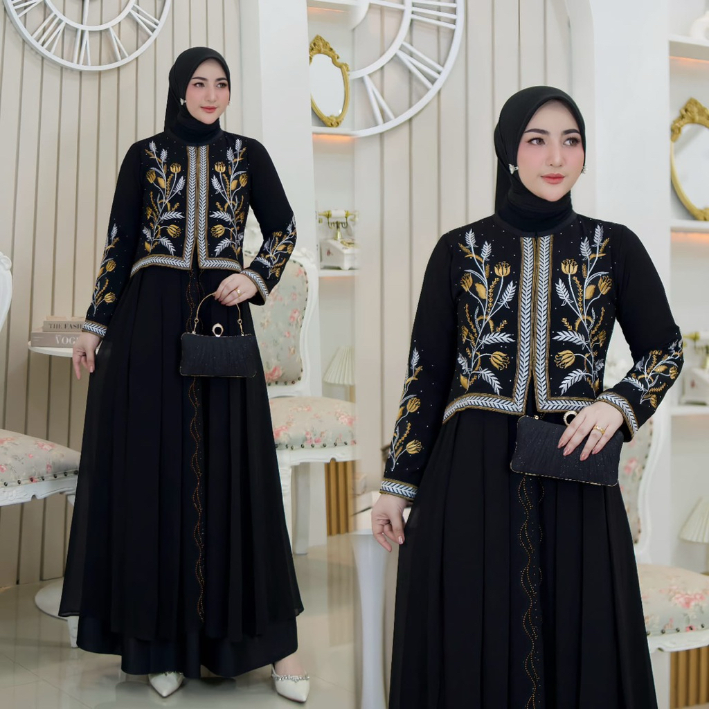 BLACK TURKEY ABAYA WITH CARINI EMBROIDERY, HANDNATAGE ABAYA
