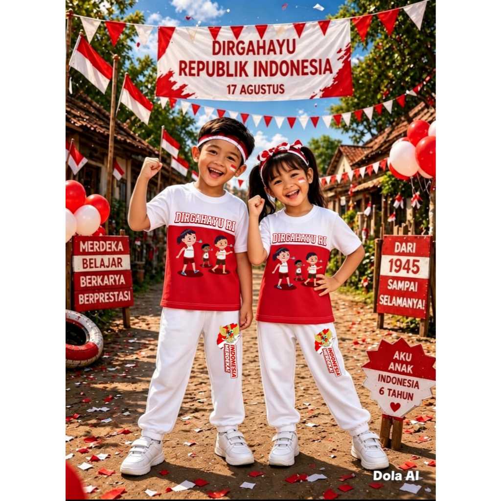 AS_STORE99 - 81TH ANNIVERSARY INDONESIAN T-SHIRT SET / BABY & CHILDRENS JOGGER SHORT T-SHIRT AND LON