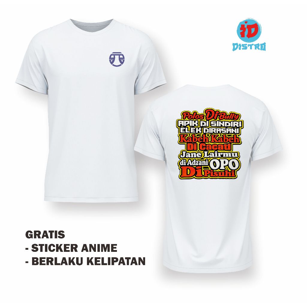 เสื้อยืดสําหรับผู้ชายพร้อมคําธรรมดาใน BULLY APIK IN THE SINDIRI SIZES M TO XXL-ID DISTRO