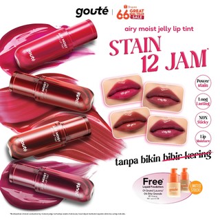 Goute Airy Jelly Lip Tint Stain - Light Moist | Long Lasting up 12H | Ringan Tahan Lama | Gloss Glossy | Dewy Cheek