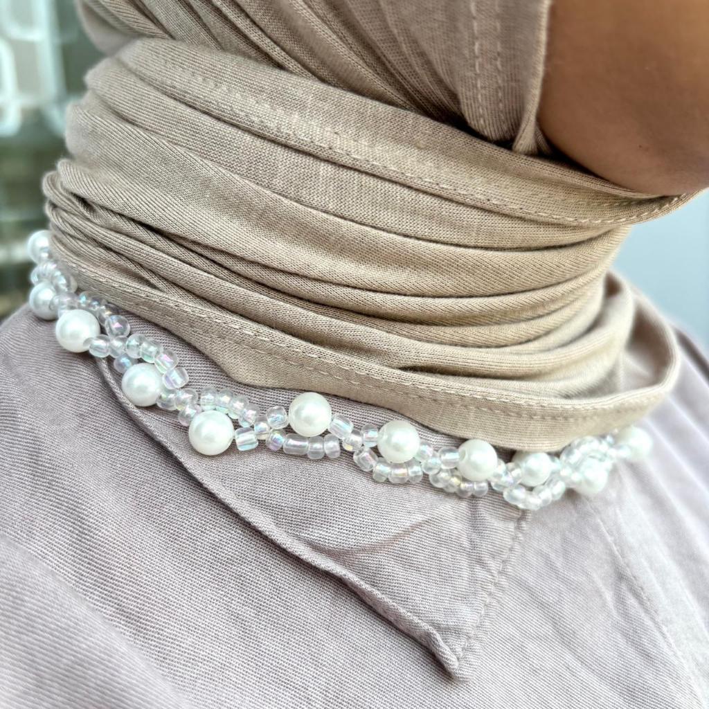 Sweet21 Hijab Choker สร้อยคอลูกปัดมุกสร้อยคอ Luxury Aesthetic Cross Pearl Bead สร้อยคอ SWK330