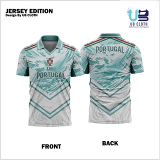 Jersey Fantasy Portugal Away Putih Toska Bahan Dryfit Milano Unisex