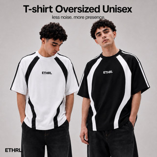 ETHEREAL Baju Kaos Oversize Pria Wanita Distro Unisex Premium Cotton Ethrl Two Tone Combination