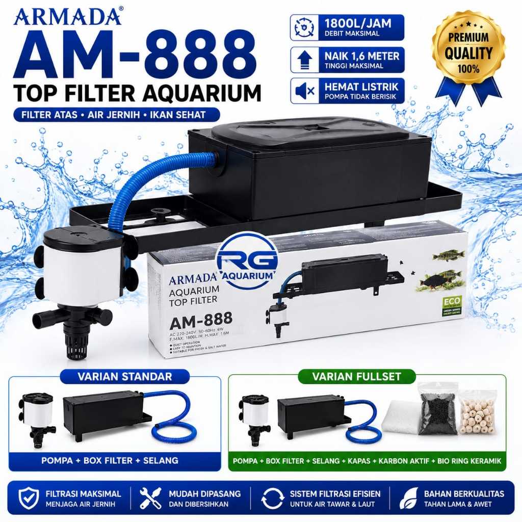 Top Filter aquarium ครบชุด Armada AM 888