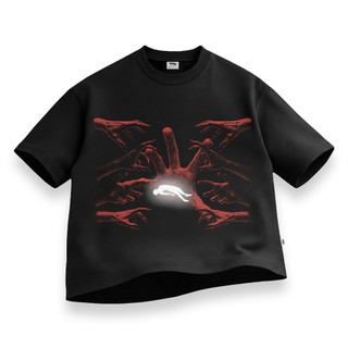 Ppapier Blanc Hand Graphic - Oversized Boxy Fit Tshirt Unisex - Cotton Combed 20s
