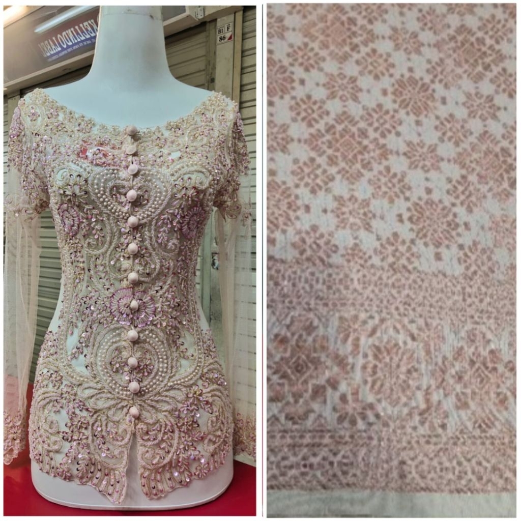 Sabrina คอปกแขนยาว kebaya ชุดพร้อมกระโปรง songket/ปาร์ตี้ kebaya/graduation kebaya