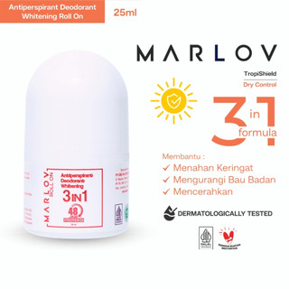 MARLOV Antiperspirant Deodorant Whitening Roll On 3in1 25ml Membantu Mengurangi Bau Ketiak & Cerahkan Ketiak Hitam