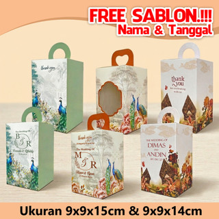 (Free Sablon) Paper Box 9x9x14cm dan 9x9x15cm Kemasan Souvenir Dus Gelas Sedotan Botol Rabbit