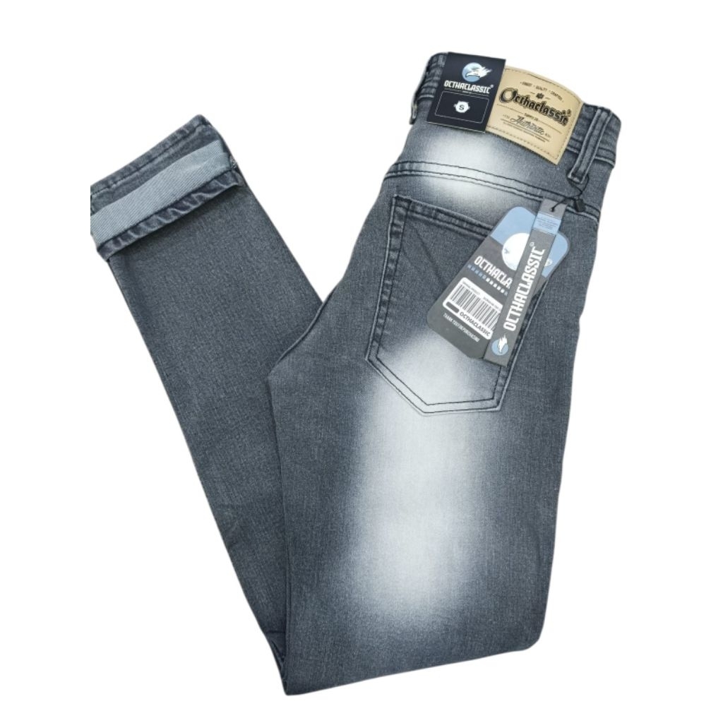 MENS LONG JEANS GREY DENIM SCRUB DENIM STRETCH SKINNY / Mens GREY WASHING DENIM SLIMFIT JEANS