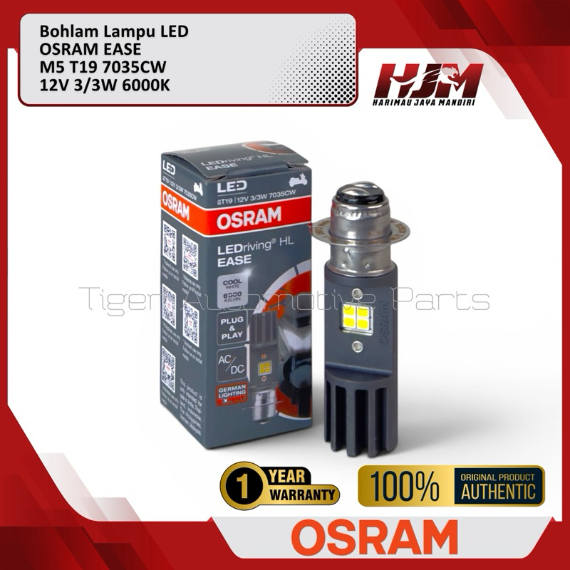 OSRAM EASE T19 M5 H6 LED หลอดไฟหน้ารถจักรยานยนต์ 1 3/3W 6000K เดิม