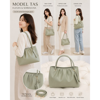 OMOLUXE ORIGINAL | Tote Omo Grace Korean Bag Set Pouch Kulit Tote Wanita