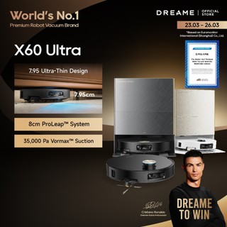 [World's No.1 Premium Robot Vacuum] Dreame X60 Ultra Robot Vacuum | 7.95cm Ultra-Thin Flagship | 36,000Pa Vormax | FlexiAdapt 8.8cm Climbing | AI OmniSight Navigation | 100°C Self-Cleaning Station