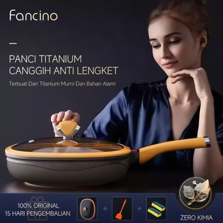 Fancino Wajan penggorengan Anti Lengket Titanium 28cm Fry Pan - Hemat Minyak, Mudah Dibersihkan, Cocok untuk Goreng, Tumis & Masak Harian