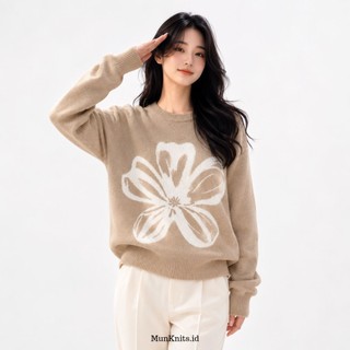 NEW PRODUK Lily Blouse | Lily Sweater Rajut Premium | Sweater Rajut Wanita Motif Bunga Premium