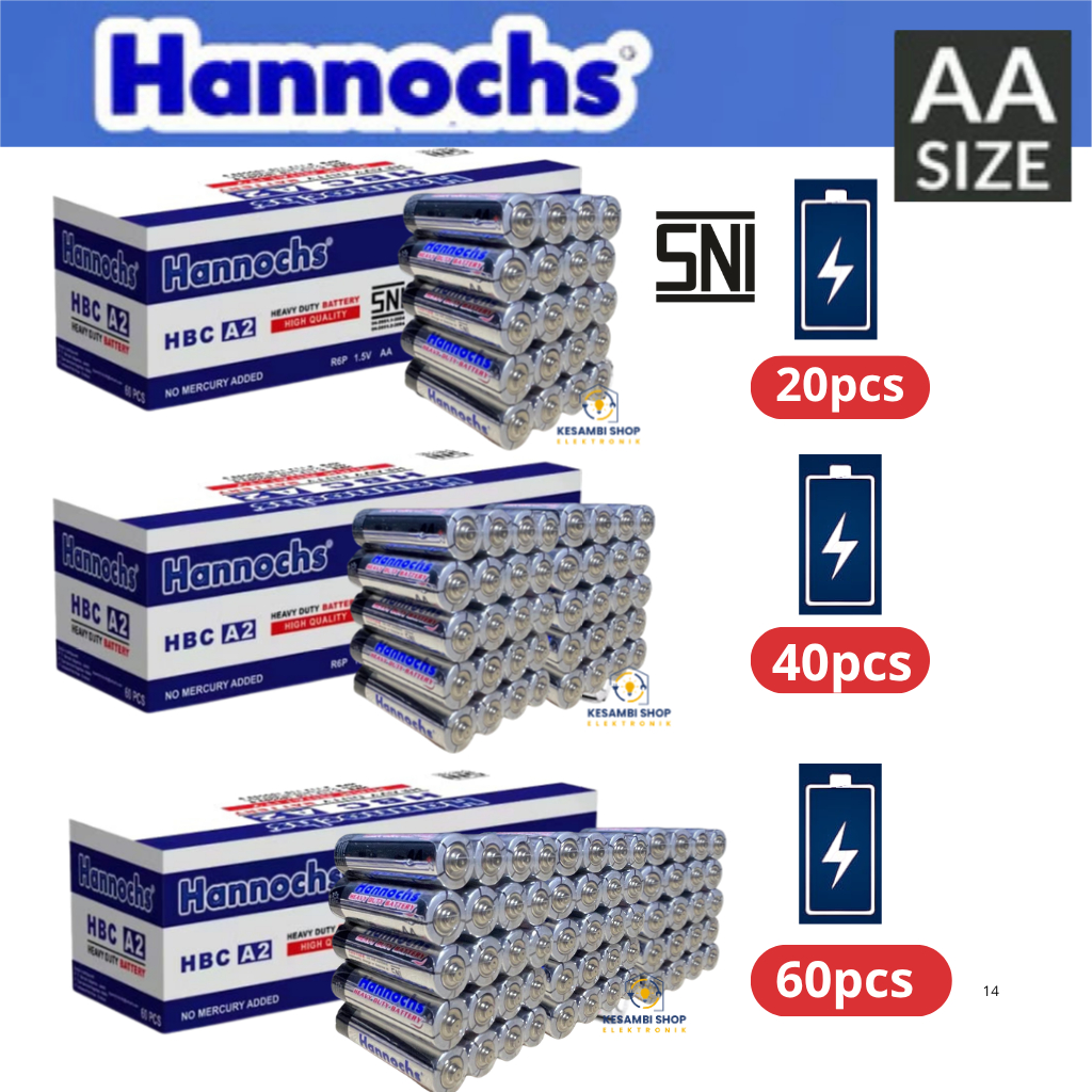 HANOCHS ขนาด AA/A2 (20 ชิ้น) (40 ชิ้น) (60 ชิ้น) HANOCHS AA/1.5V