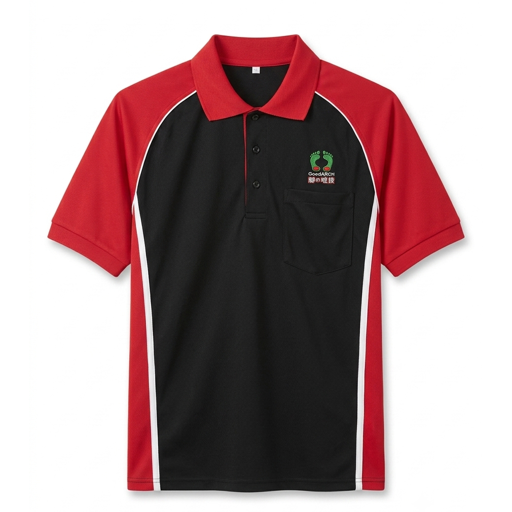 MERAH Minor Reject Mens Black Red Collar T-Shirt | เสื้อคอปกแขนสั้นกีฬาลําลอง