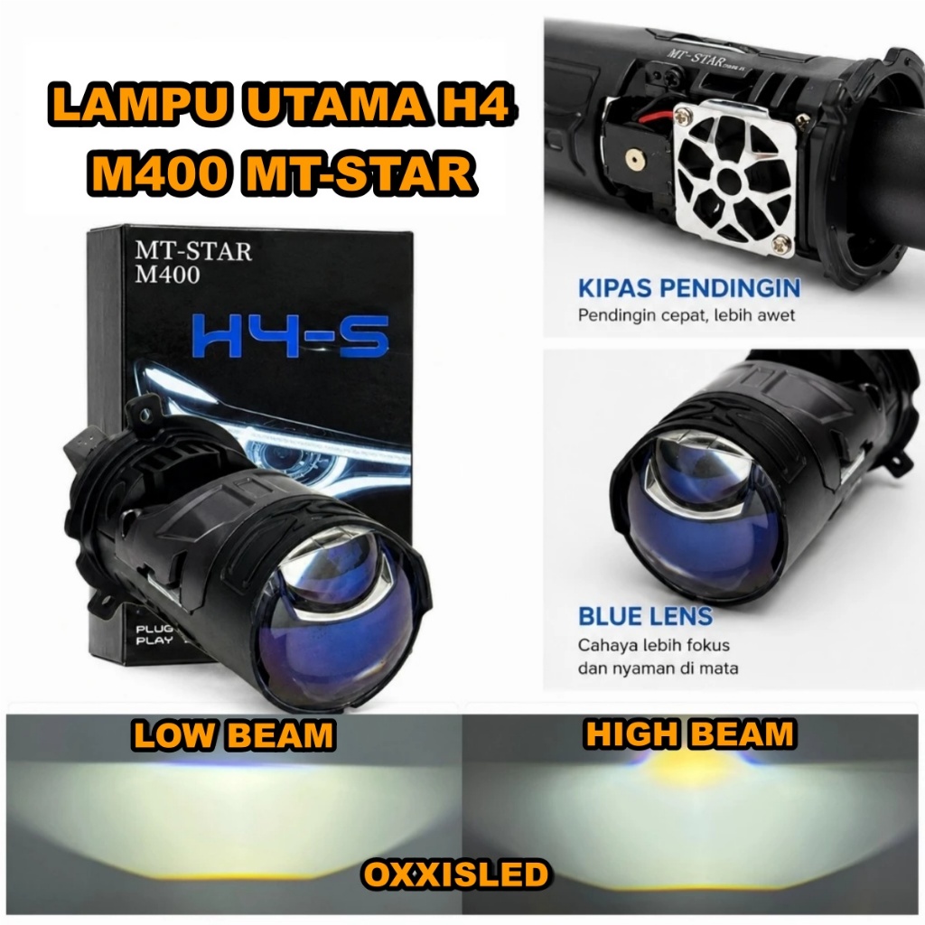 Mini Bild H4 MT-STAR M400 ไฟหน้า Bluelens พร้อมพัดลม H4 สําหรับรถยนต์รถจักรยานยนต์...