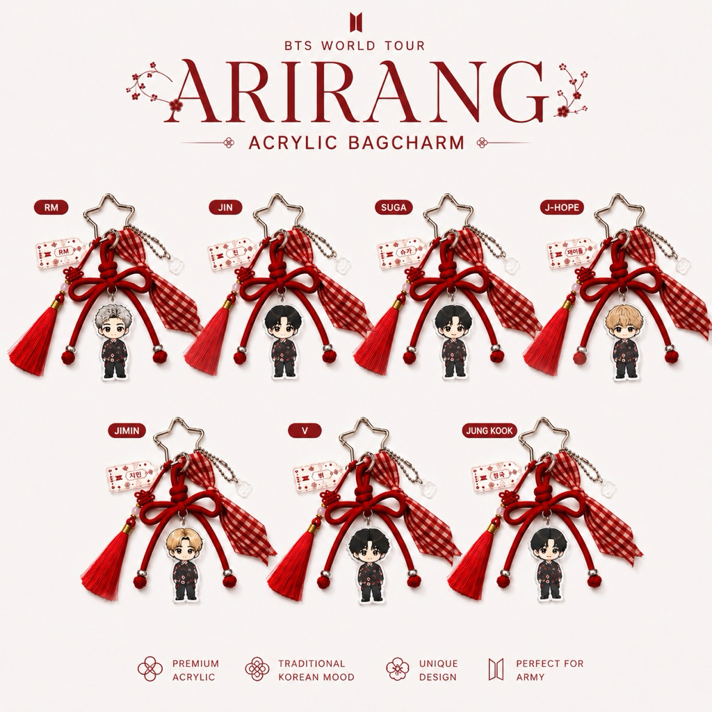 GANTUNGAN ARIRANG ACRYLIC BAGCHARM/CHARM | ไม้แขวนเสื้อ BTS | พวงกุญแจ BTS | ทัวร์โลกของ BTS