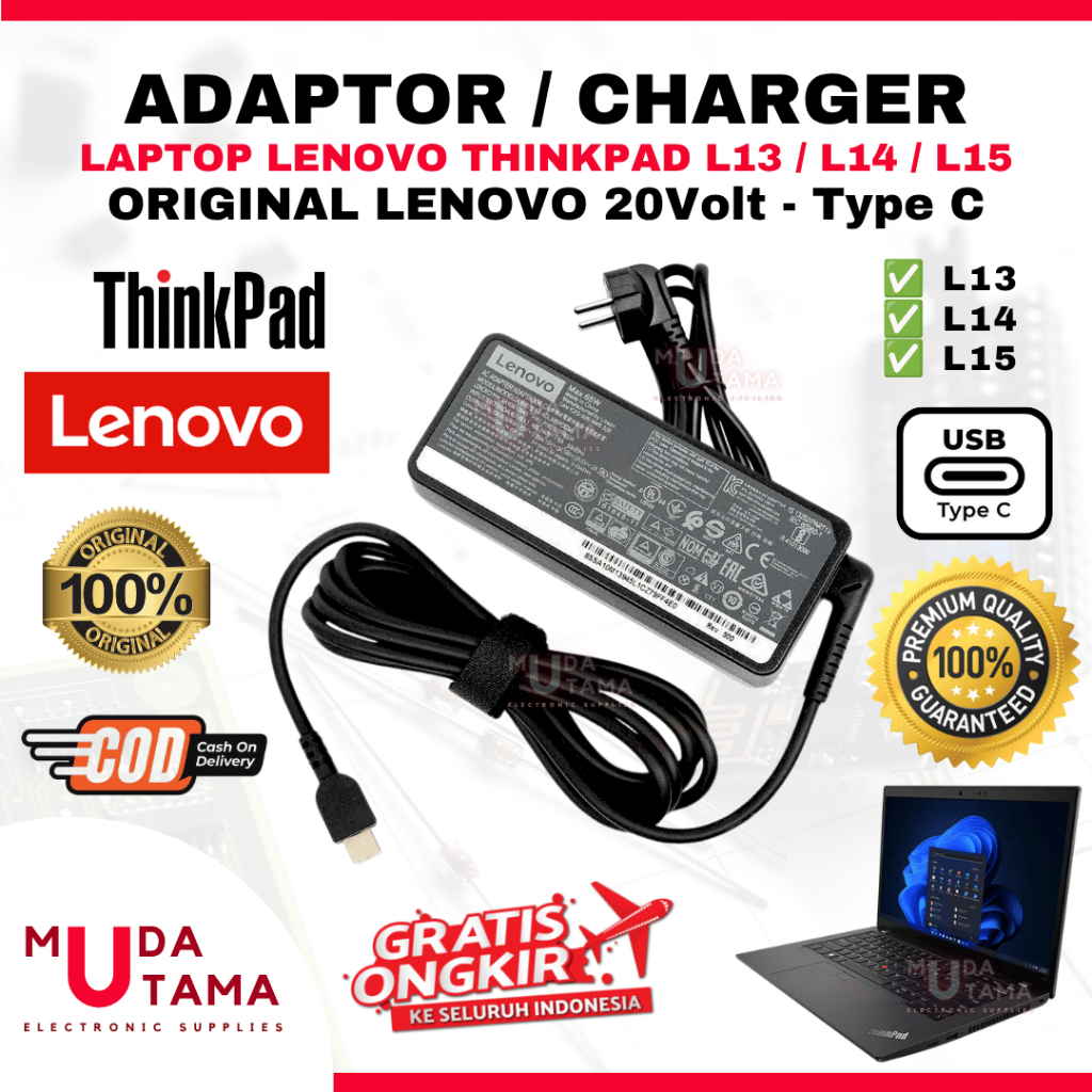 Original LENOVO Thinkpad L13 L14 L15 Type C แล็ปท็อปอะแดปเตอร์ชาร์จ - LENOVO Thinkpad L13 แล็ปท็อปอะ