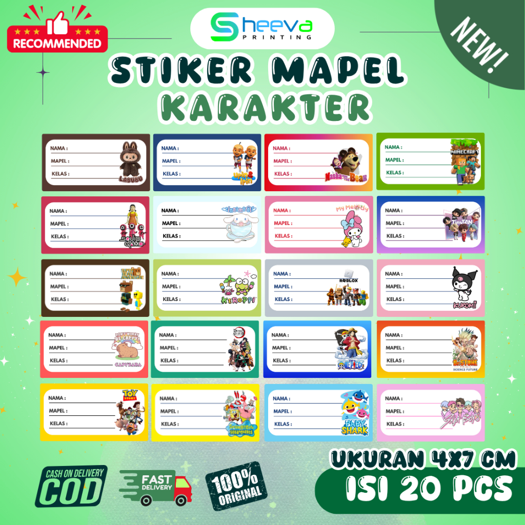 MATA (CONTENTS 20 ชิ้น) SUBJECT STICKERS/CHARACTER SUBJECT STICKERS/NAME LABEL STICKERS