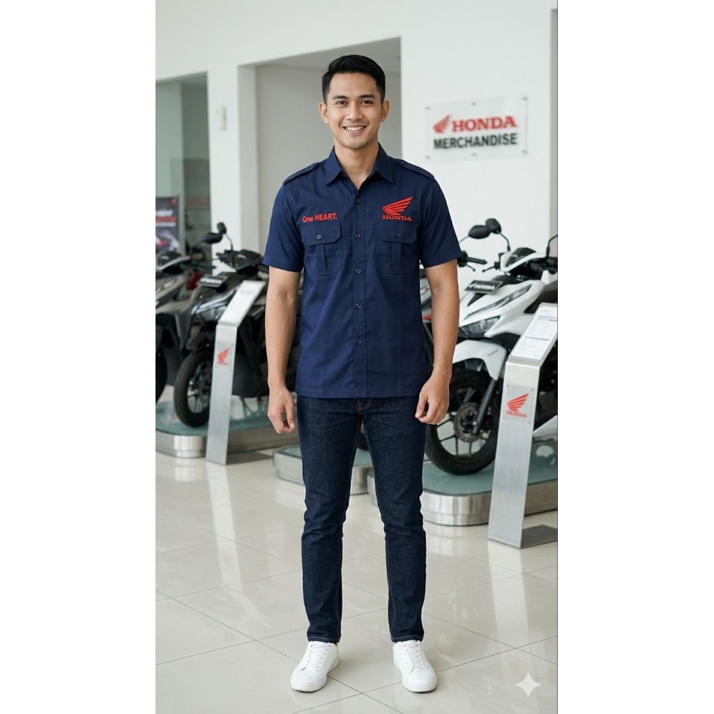 KEMEJA เสื้อ HONDA / ชุดทํางานเสื้อ Honda / เสื้อ Honda one HEART