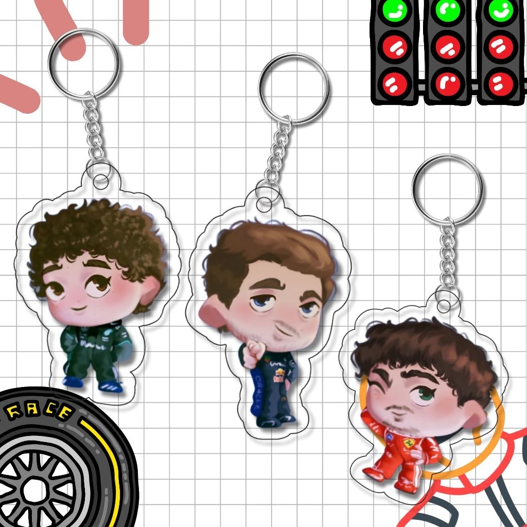 GANTUNGAN F1 พวงกุญแจ Chibi Formula One พวงกุญแจไดรเวอร์น่ารัก