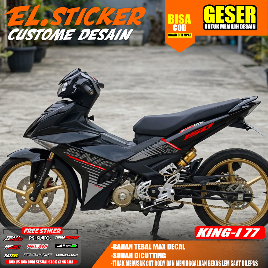 MERAH UV Transparent Striping Mx King 150 Red Orange Design King-I 77