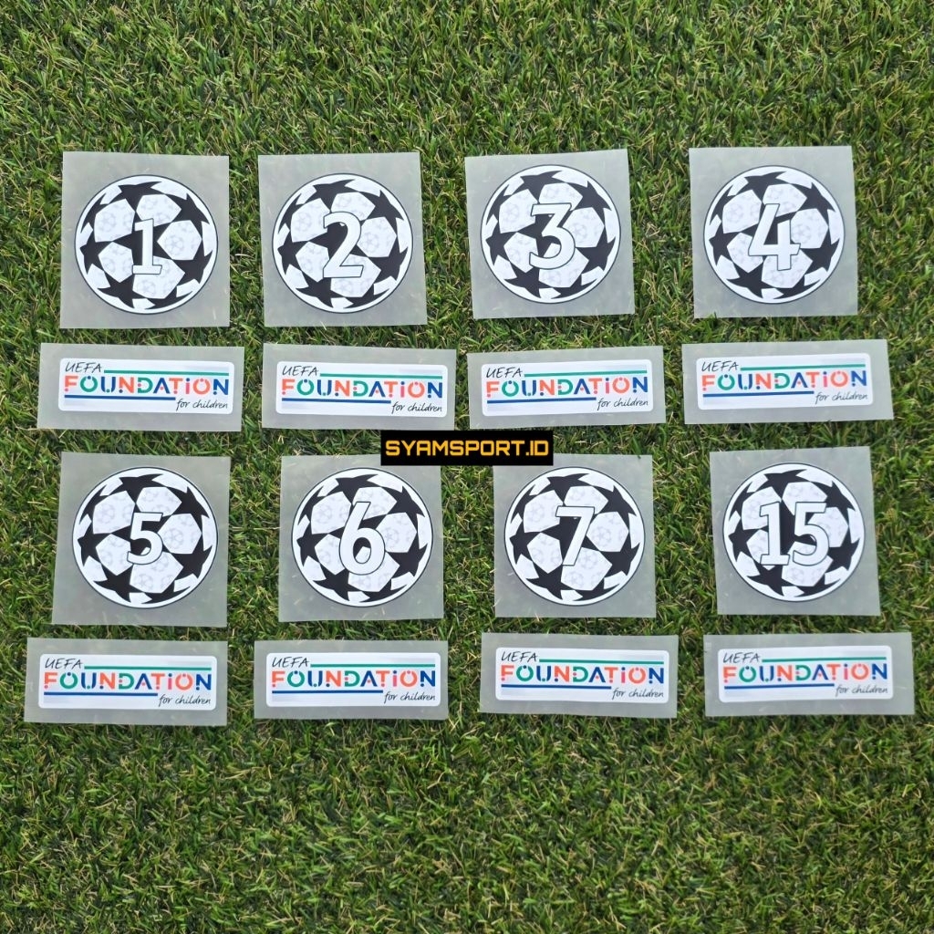 UCL Patch 1 ถึง 15 Champion Complete DTF Full HD Package Strong Shiny | แผ่นแปะสกรีนแชมป์ UCL | UCL 