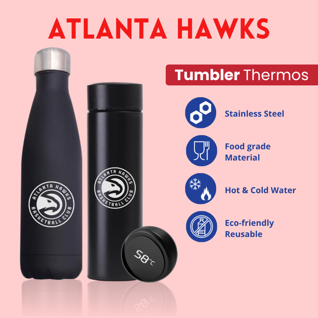 TERMOS ATLANTA HAWKS - แก้วน้ําทรงกลมพร้อมดีไซน์โลโก้ ATLANTA HAWKS