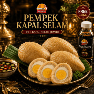 Pempek Kapal Selam Palembang AA isi 3 Pcs Free Cuko