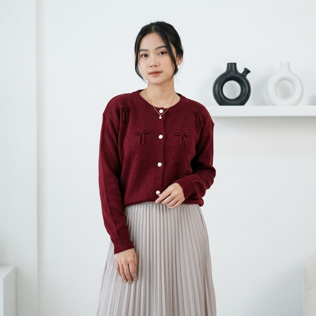 CARDIGAN ผู้หญิง KNIT / DEVITA RUFFLE / RIBBON CARDIGAN