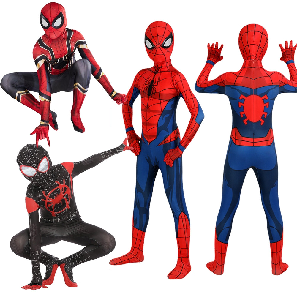 3-10 Yrs ฮาโลวีนบอดี้สูทเด็กเครื่องแต่งกาย Superhero คอสเพลย์ Jumpsuit + หน้ากาก