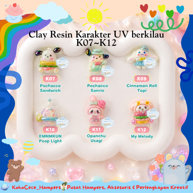 K07~K12 อุปกรณ์เสริม CLAY Pochacco แซนวิช sanrio อบเชยม้วนหมวก emmmkun soop light guanchu usagi my m