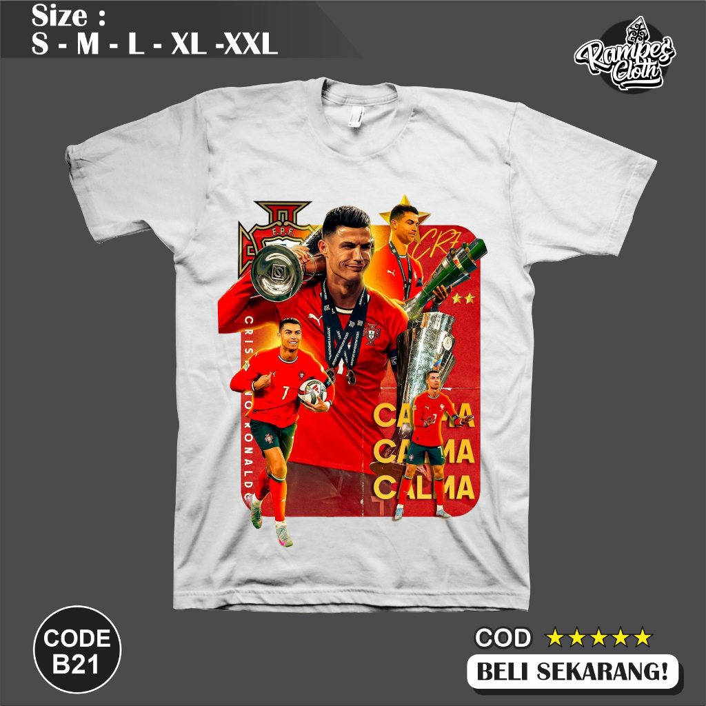 เสื้อยืด Cristiano Ronaldo Distro - เสื้อยืด CR7 - Ronaldo Cotton Combed 30s เสื้อยืดพรีเมี่ยม B21