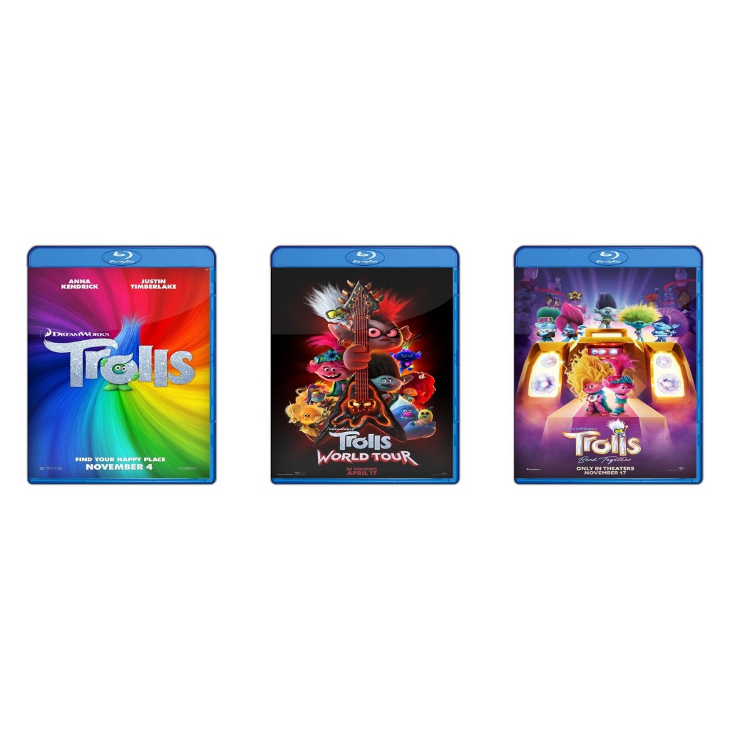DVD Trolls (2016) + DVD Trolls World Tour (2020) + DVD Trolls Band Together (2023)