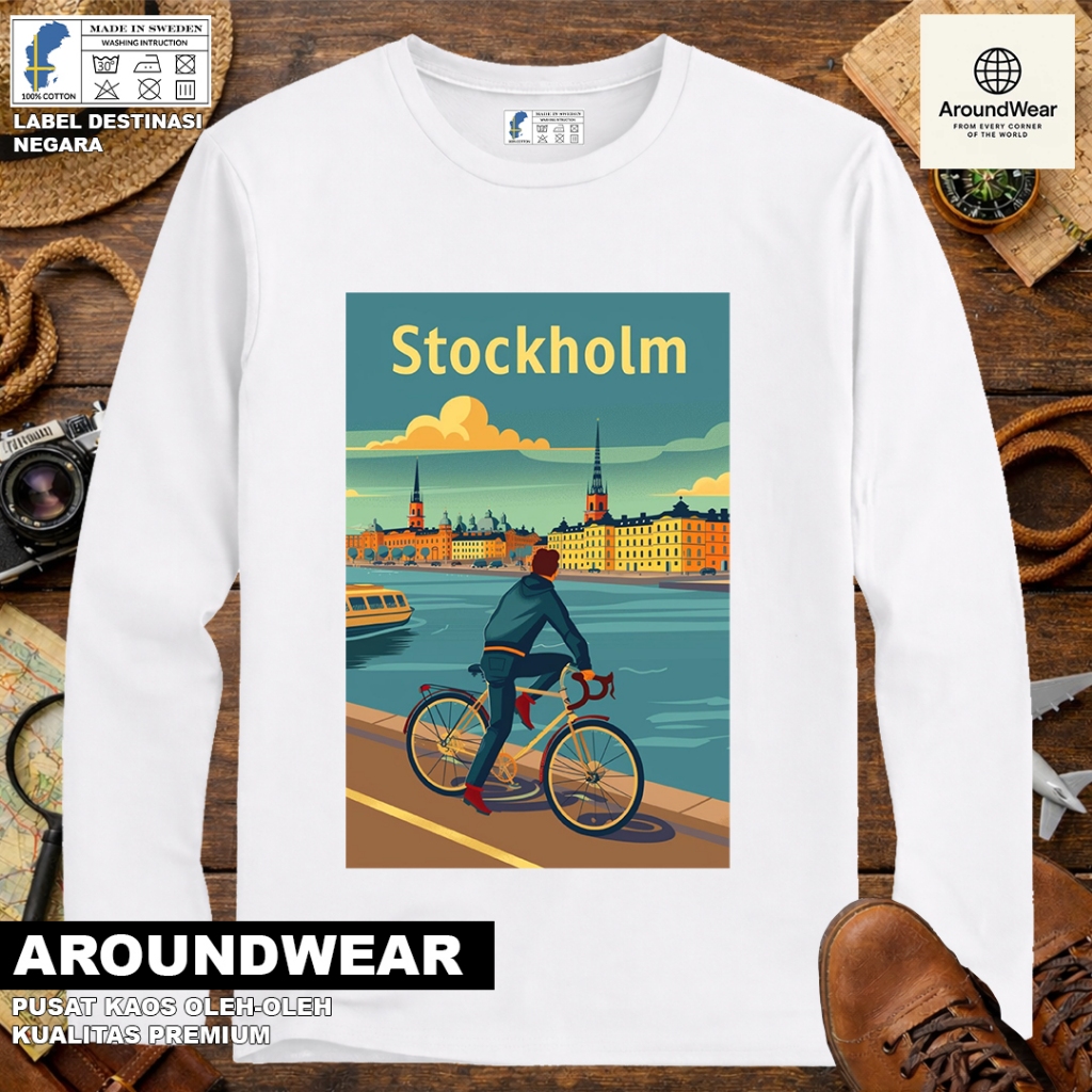 เสื้อยืด LONG-SLEEVED BY SWEDEN 72 WITH ASAL SWEDEN STATE TAG SOUVENIR ของขวัญพรีเมี่ยม