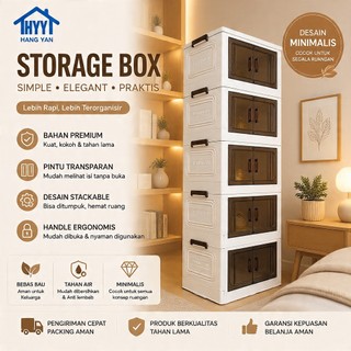 Lemari Lipat Estetik 3 Susun 4 Susun 5 Susun Pintu Magnet Transparan dan Tanpa magnet lebih Hemat Wardrobe Minimalis Kos by Hangyan