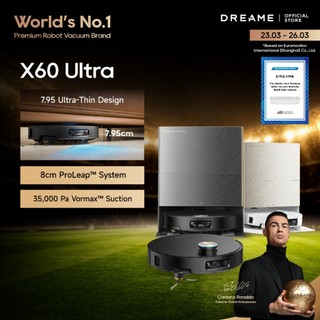 [World's No.1 Premium Robot Vacuum] Dreame X60 Ultra Robot Vacuum | 7.95cm Ultra-Thin Flagship | 36,000Pa Vormax | FlexiAdapt 8.8cm Climbing | AI OmniSight Navigation | 100°C Self-Cleaning Station