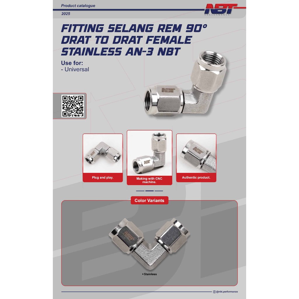 ท่อน้ําทิ้ง FITTING 90° สเตนเลส AN-3 NBT