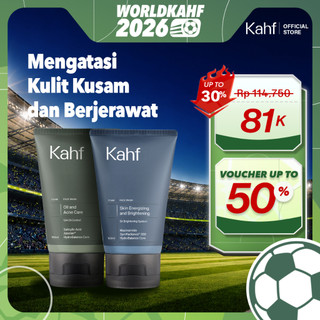 [KAHF PAKET 2IN1 COMBO DAY & NIGHT] Complete Acne Care & Brightening Face Wash Pack 100 ml isi 2 pcs - Wajah Glowing, Cerah, Anti Ketarik, Bebas Jerawat - Skincare Pria - Kombinasi Sabun Cuci Muka Sesuai Kondisi Kulit