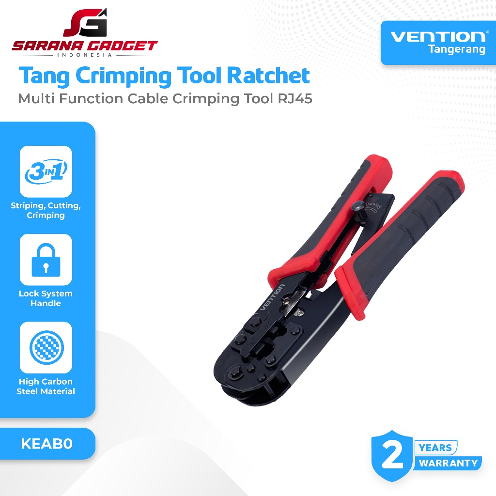 VENTION KEAB0 CRIMPING TOOL Ratchet Multi Function CABLE CRIMPING TOOL RJ45 RJ11 Peeling LAN สายโทรศ