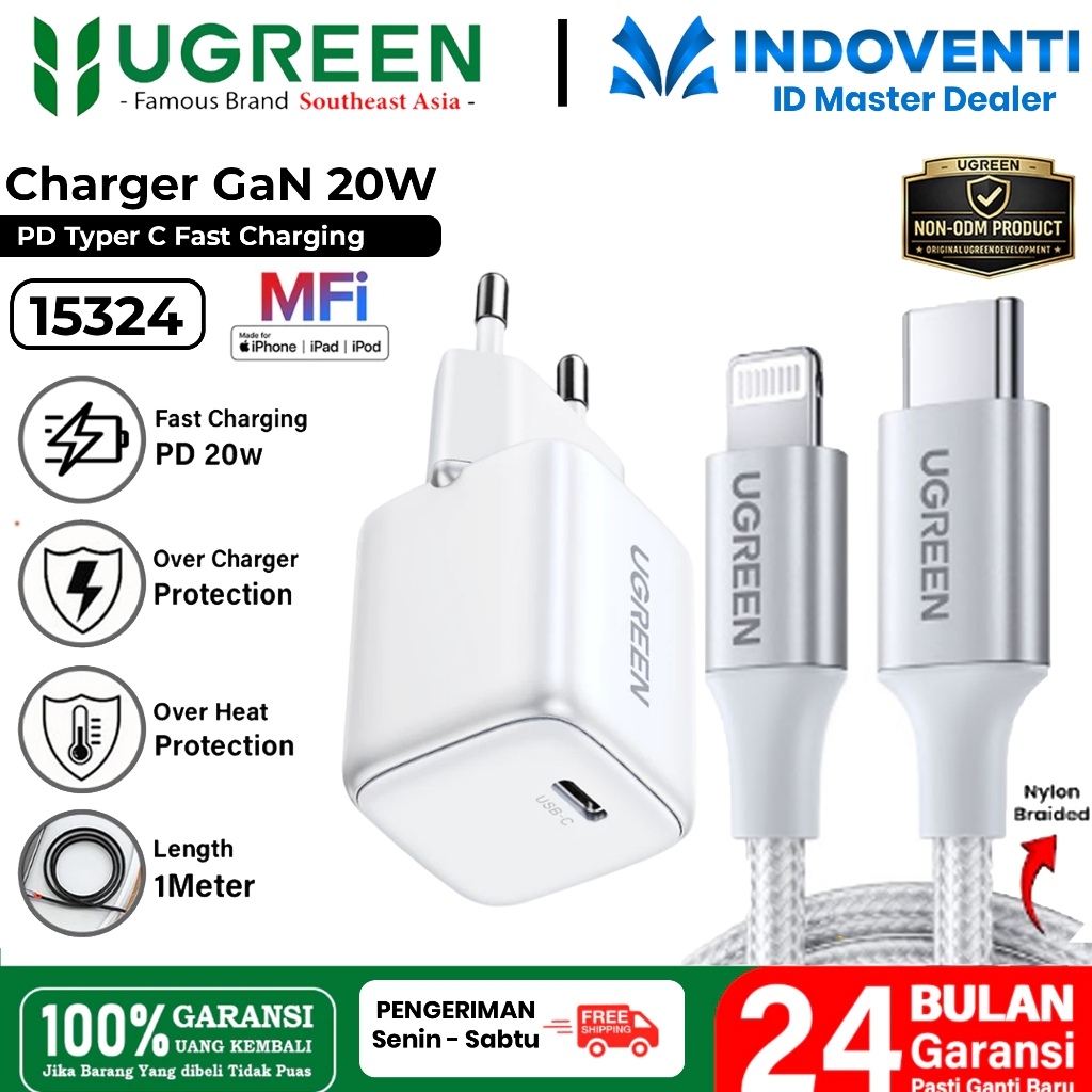 UGREEN MFi Type C to Lightning Charger สําหรับ iPhone Fast Charging