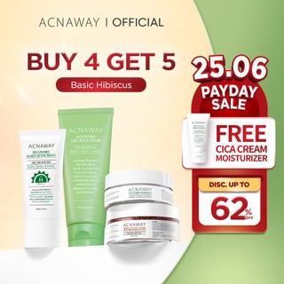 [FREE CICA CREAM] ACNAWAY Bundle 4 in 1 Acne Care, Defense & Basic Skincare | Rangkaian Lengkap untuk Kulit Berjerawat & Sensitif facial wash cleanser moisturizer gel moist cream acne spot acne treatment gel mask mugwort masker