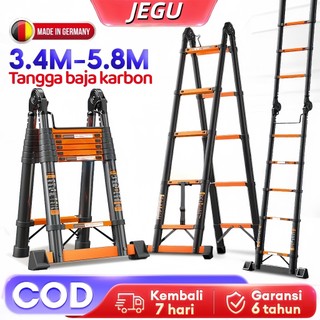 JEGU Tangga Teleskopik Aluminium 3 4 5 6 M Portable Tangga Lipat Multifungsi Kokoh Anti Slip
