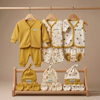 Ummababyshop ชุดของขวัญทารกแรกเกิด 12 ชิ้น อุปกรณ์เด็กแรกเกิด Swaddling ผ้าอ้อม ถุงมือ หมวก สีเหลือง 0 6 เดือน 12.12