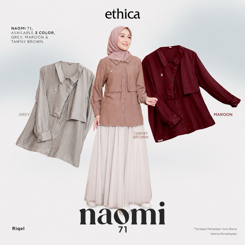 ETHICA TOP NAOMI 71 (Tawny Brown, Grey, Maroon) เสื้อเบลาส์แฟชั่นทุกวันมุสลิมผู้หญิง